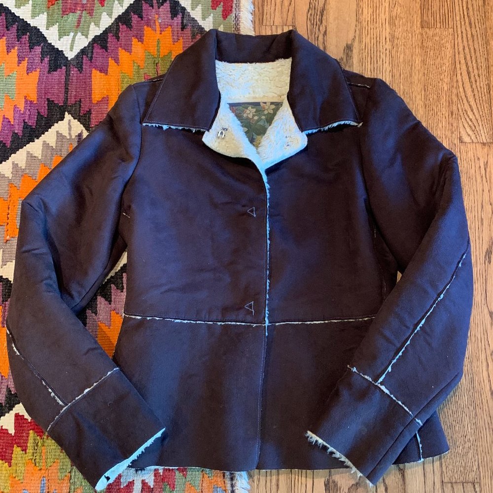 NWOT RARE Burning Torch Faux Shearling Jacket | Size Petite = XS